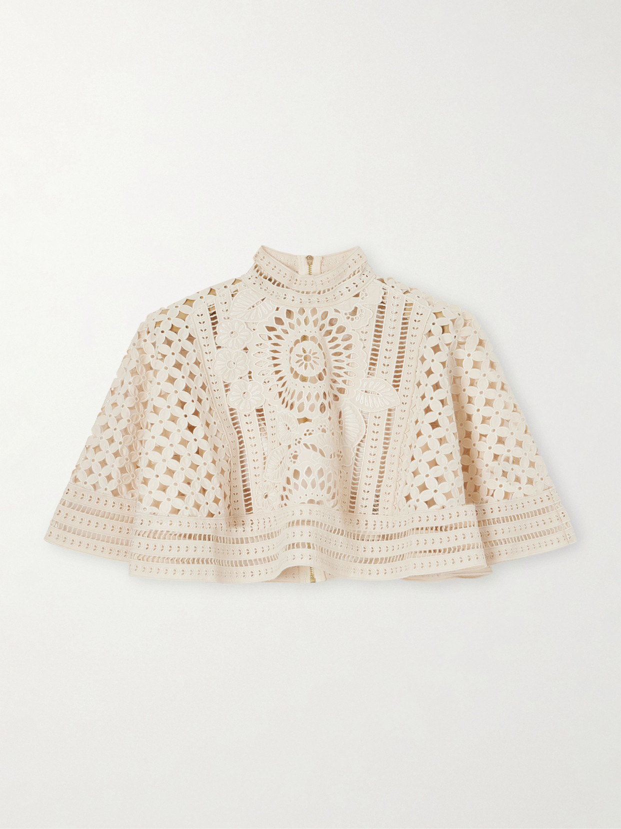 Zimmermann - Indra Embroidered Cotton Cape - Neutrals