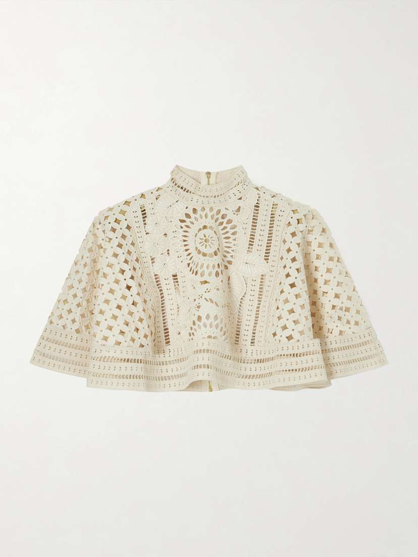 Zimmermann Indra Embroidered Cotton Cape