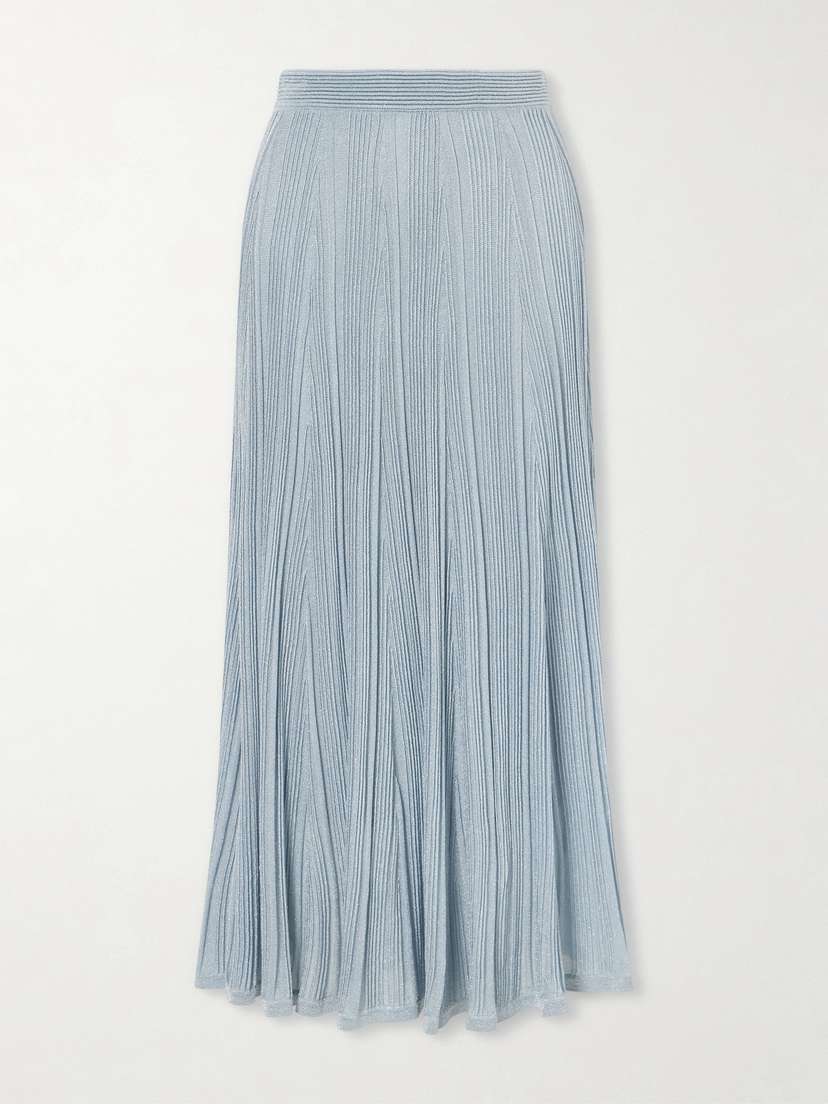 Zimmermann Aster Metallic Ribbed-knit Midi Skirt