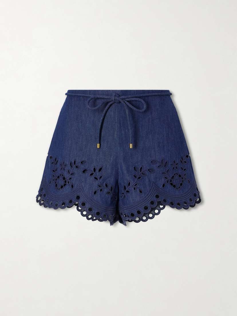Zimmermann Mahon Broderie Anglaise Denim Shorts