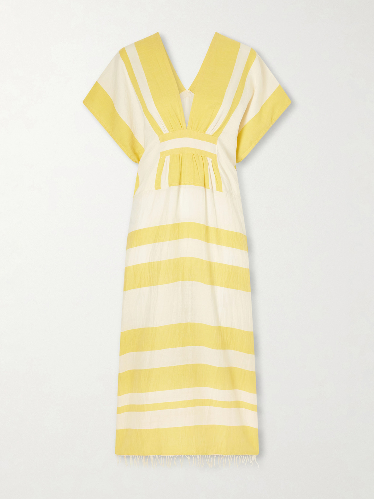 Lemlem Gasira Striped Cotton-blend Maxi Dress In Yellow