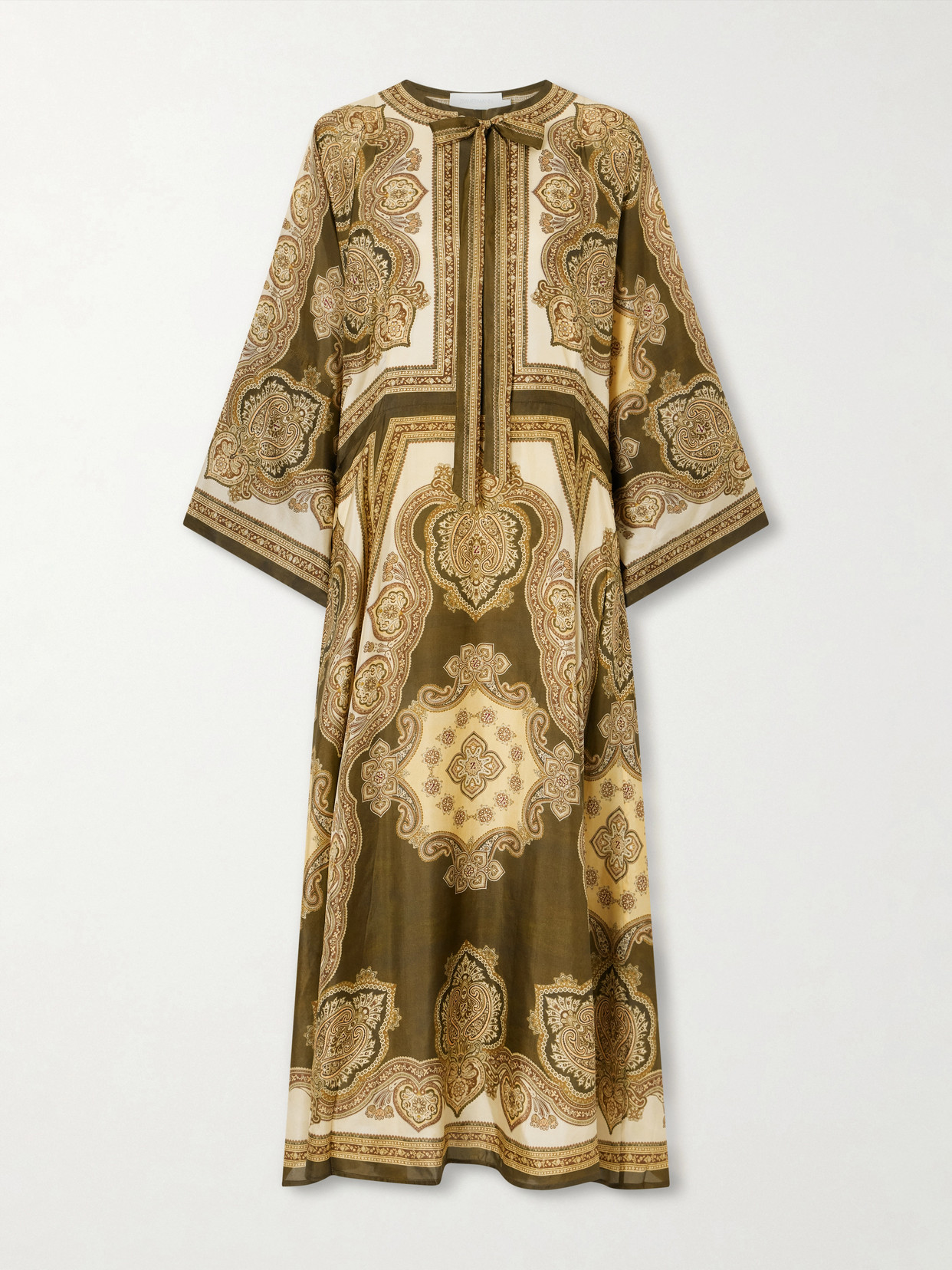 Zimmermann Mahon Paisley Print Habutai Silk Maxi Dress In Green