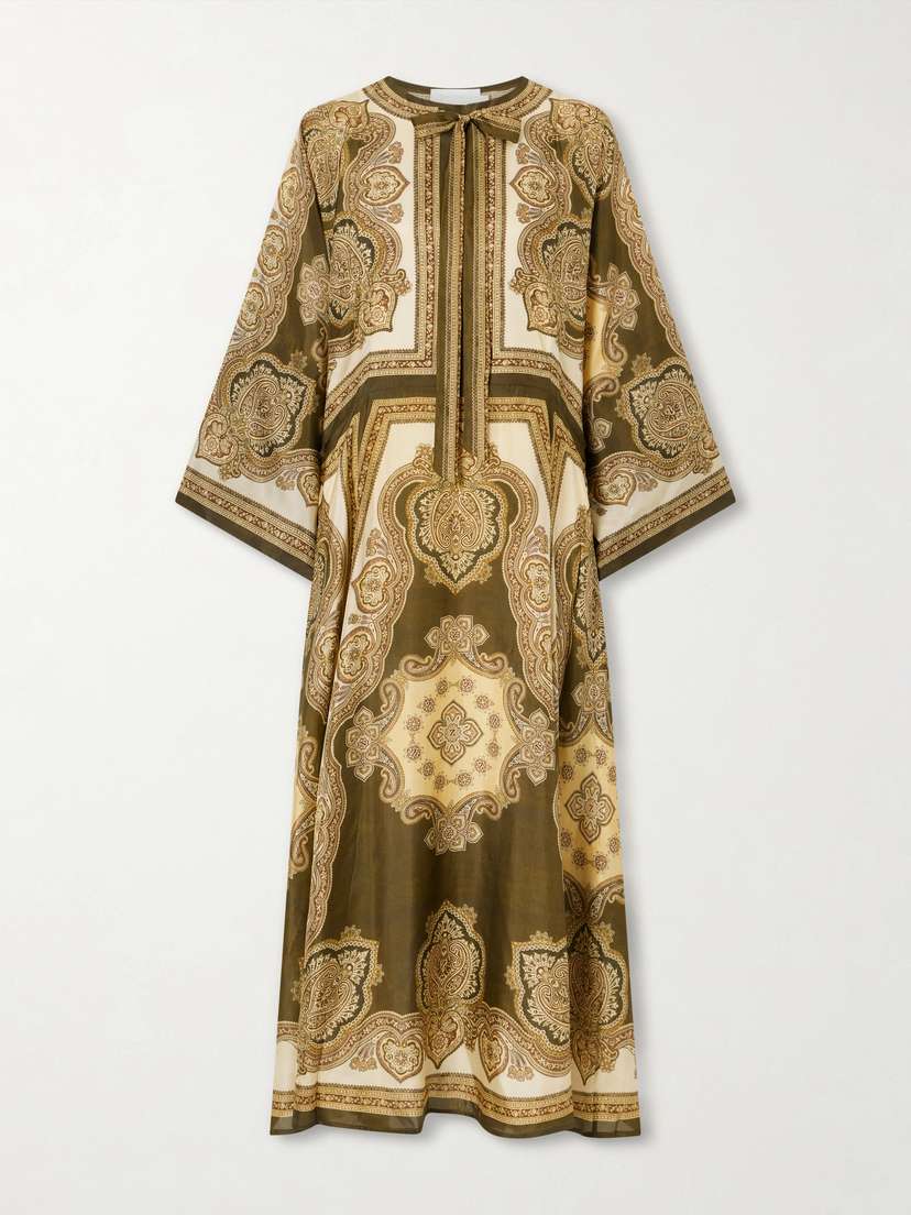 Zimmermann Mahon Printed Silk-satin Midi Dress