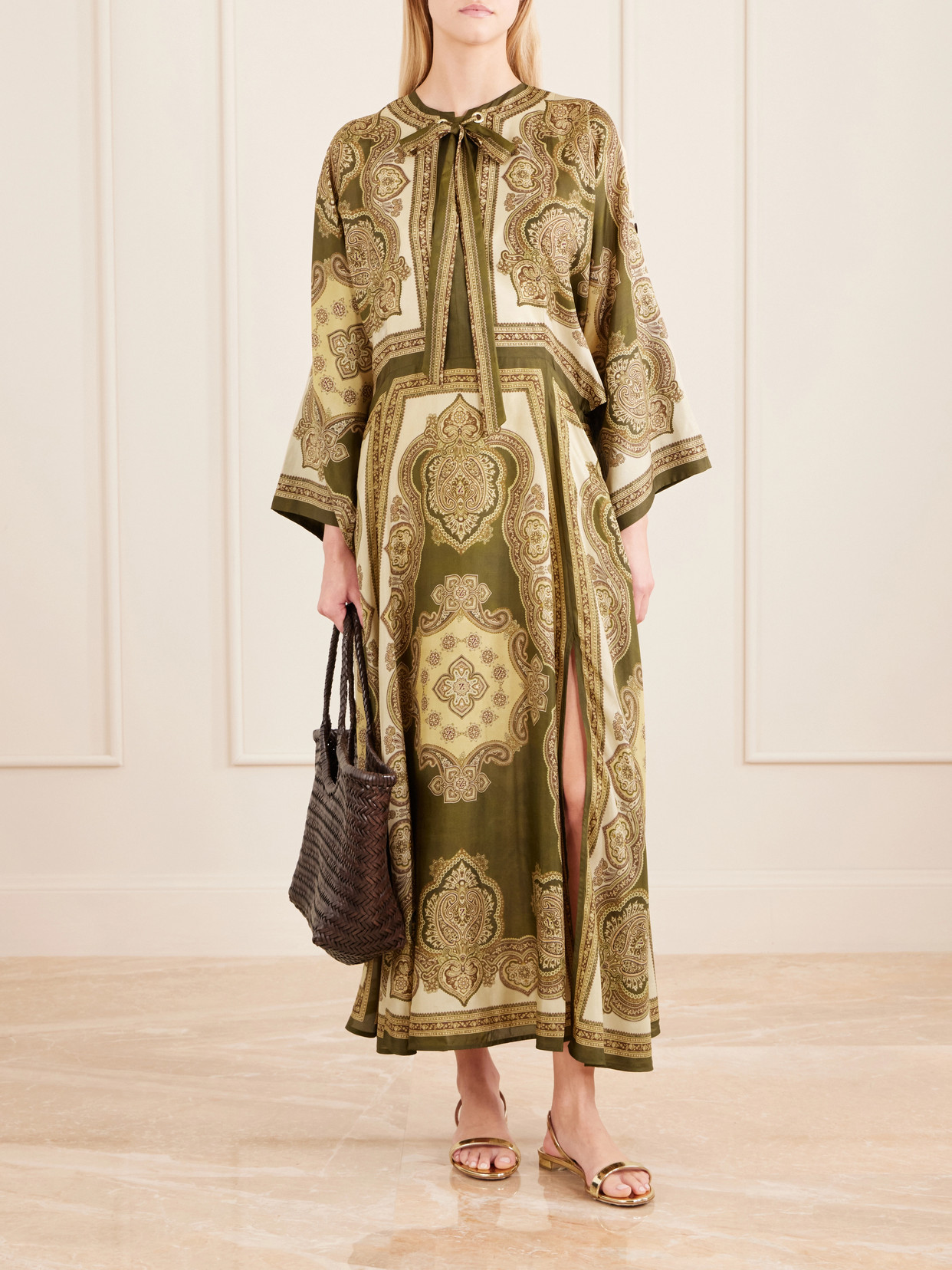 Zimmermann Mahon Paisley Print Habutai Silk Maxi Dress In Green