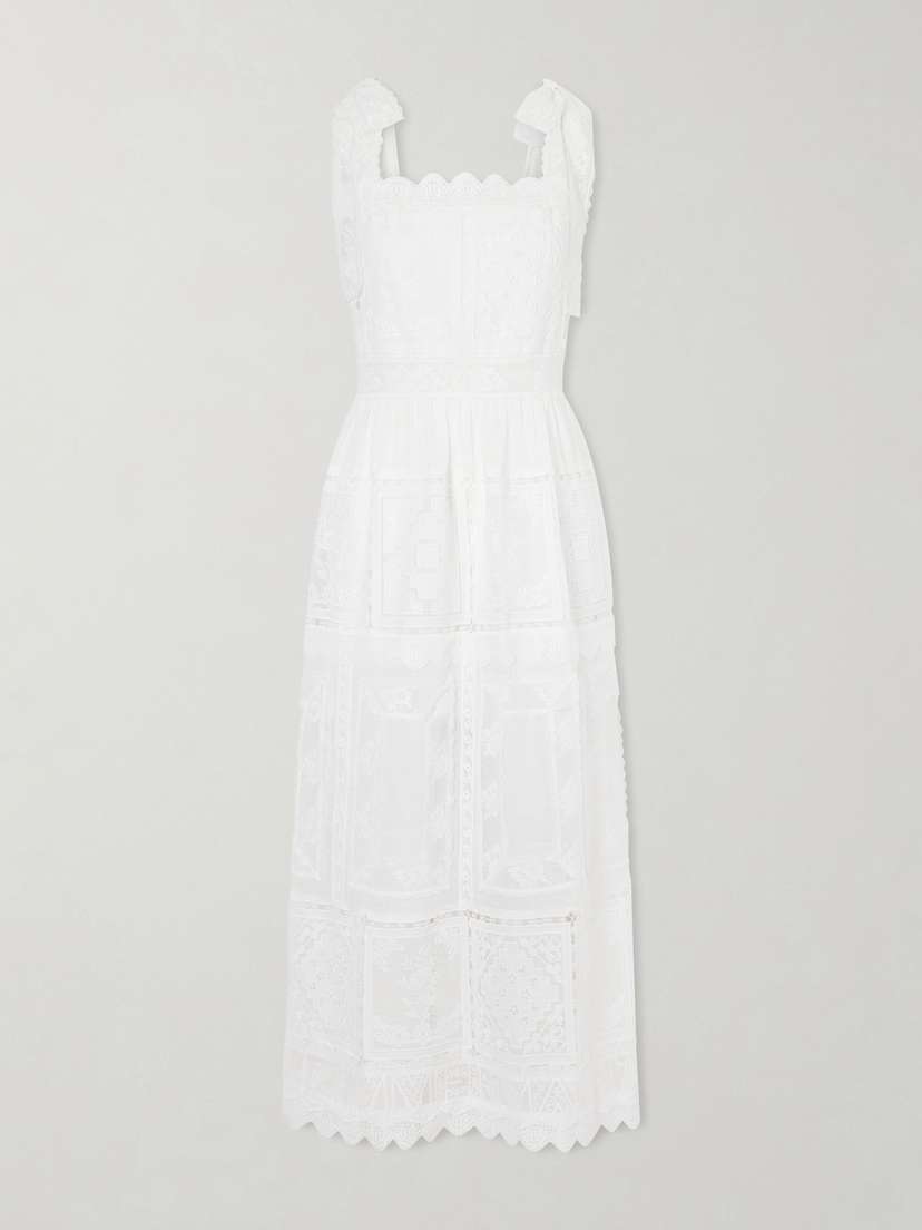 Zimmermann Aster Scalloped Lace-trimmed Maxi Dress