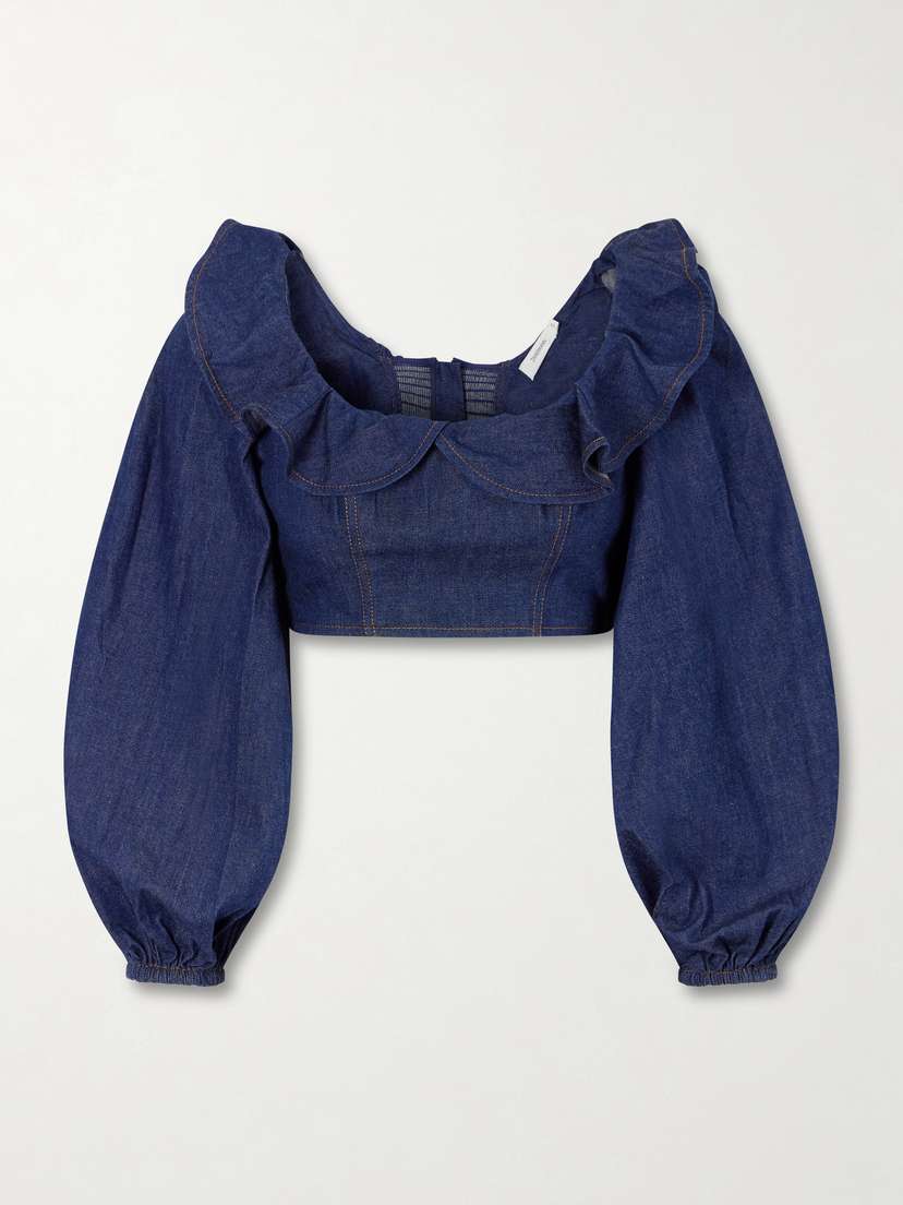 Zimmermann Aster Cotton-denim Frill Top