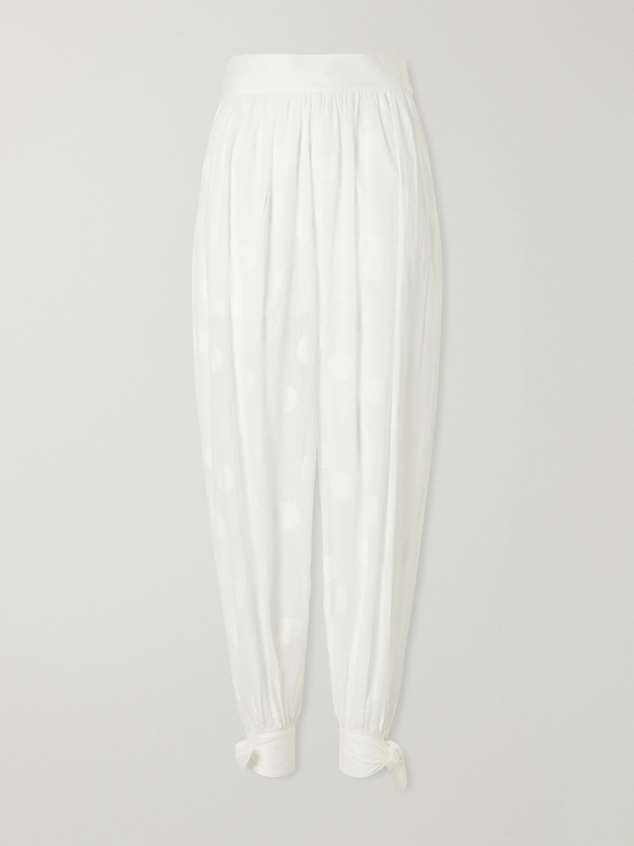 Zimmermann Solstice Knotted Polka-dot Cotton-poplin Balloon Pants In White