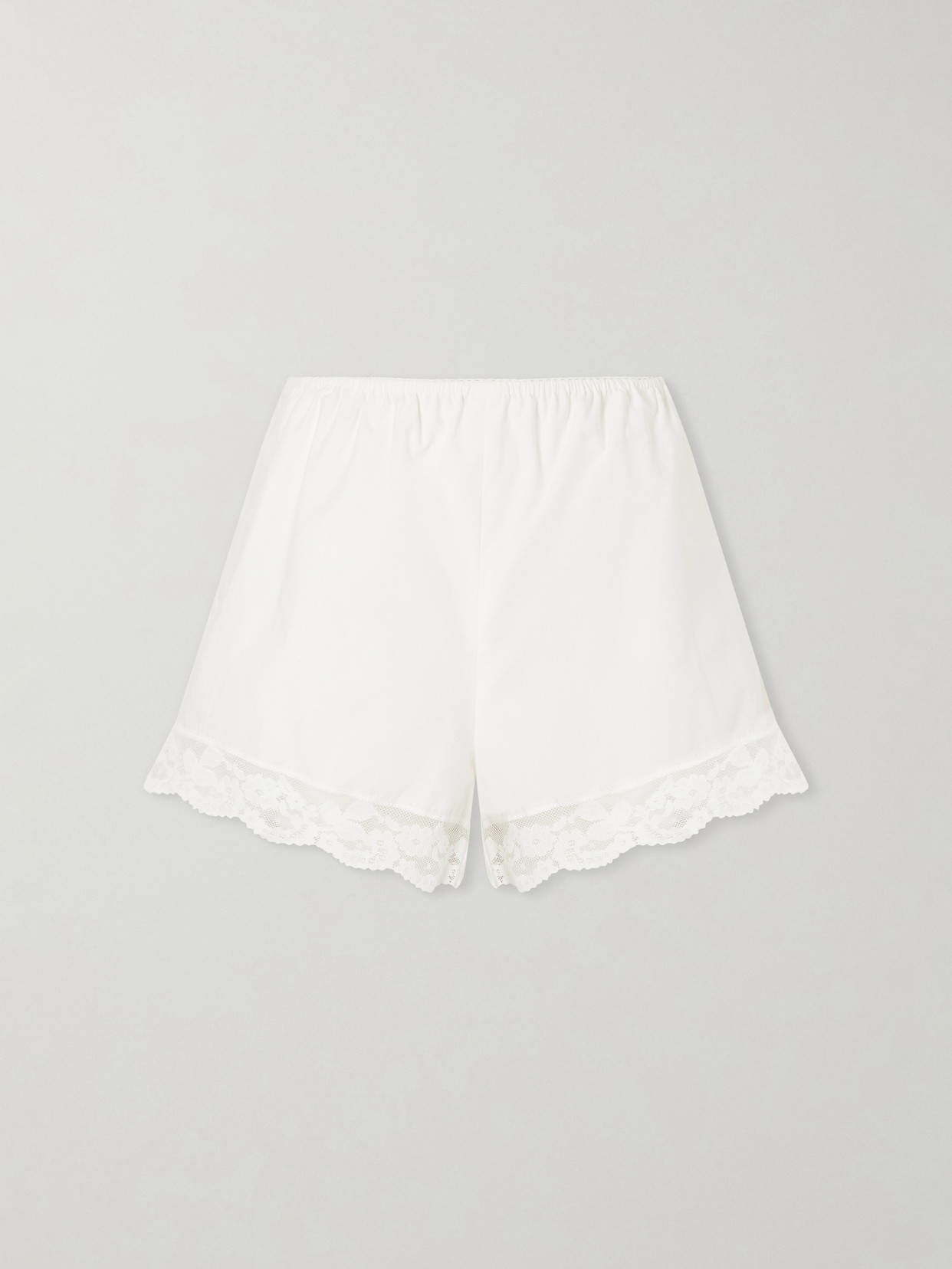 Faithfull Cristina Lace-trimmed Cotton-poplin Shorts In White