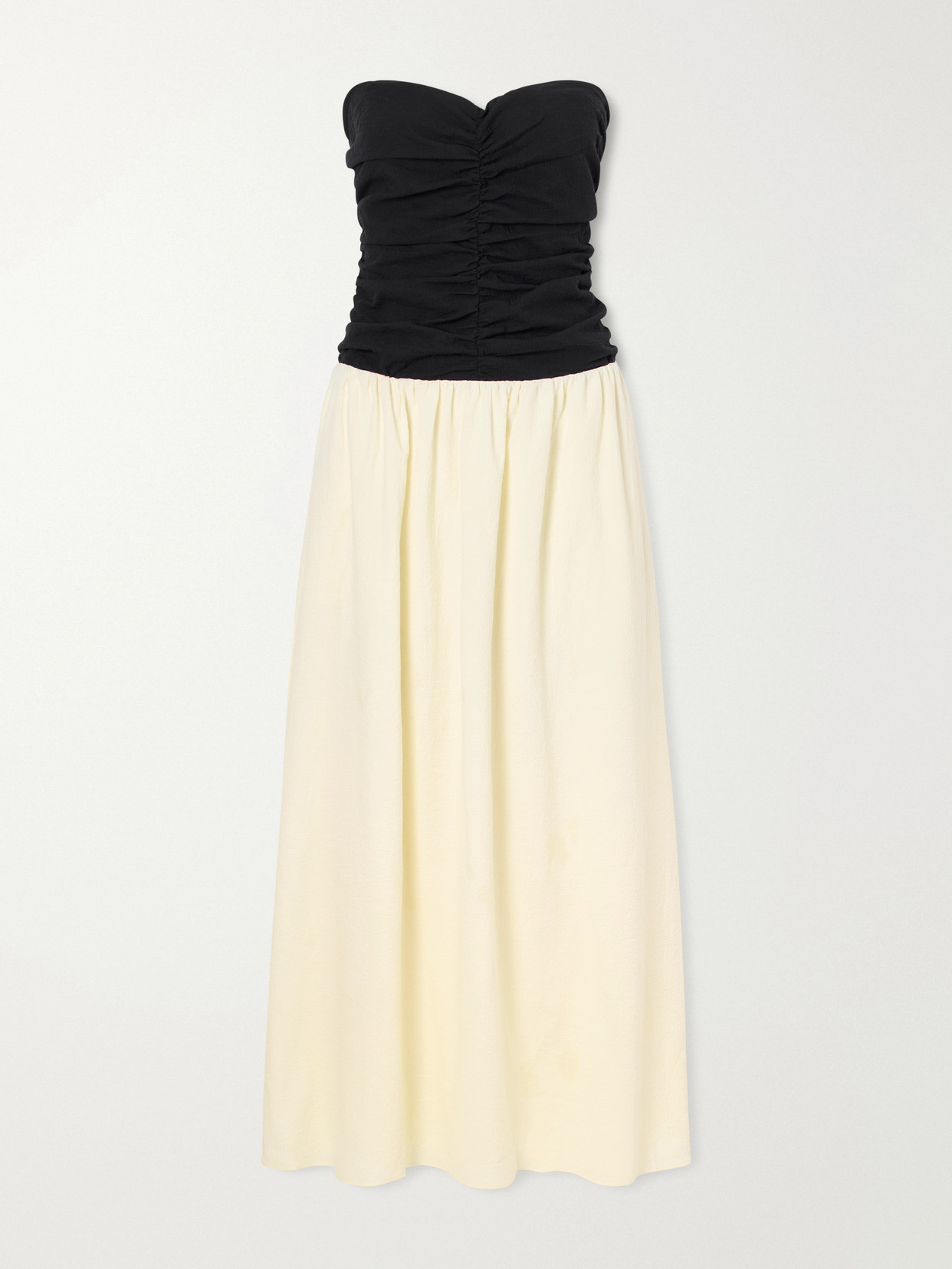Faithfull Sant Roc Gathered-detail Cotton-blend Cloqué Midi Dress In Unknown