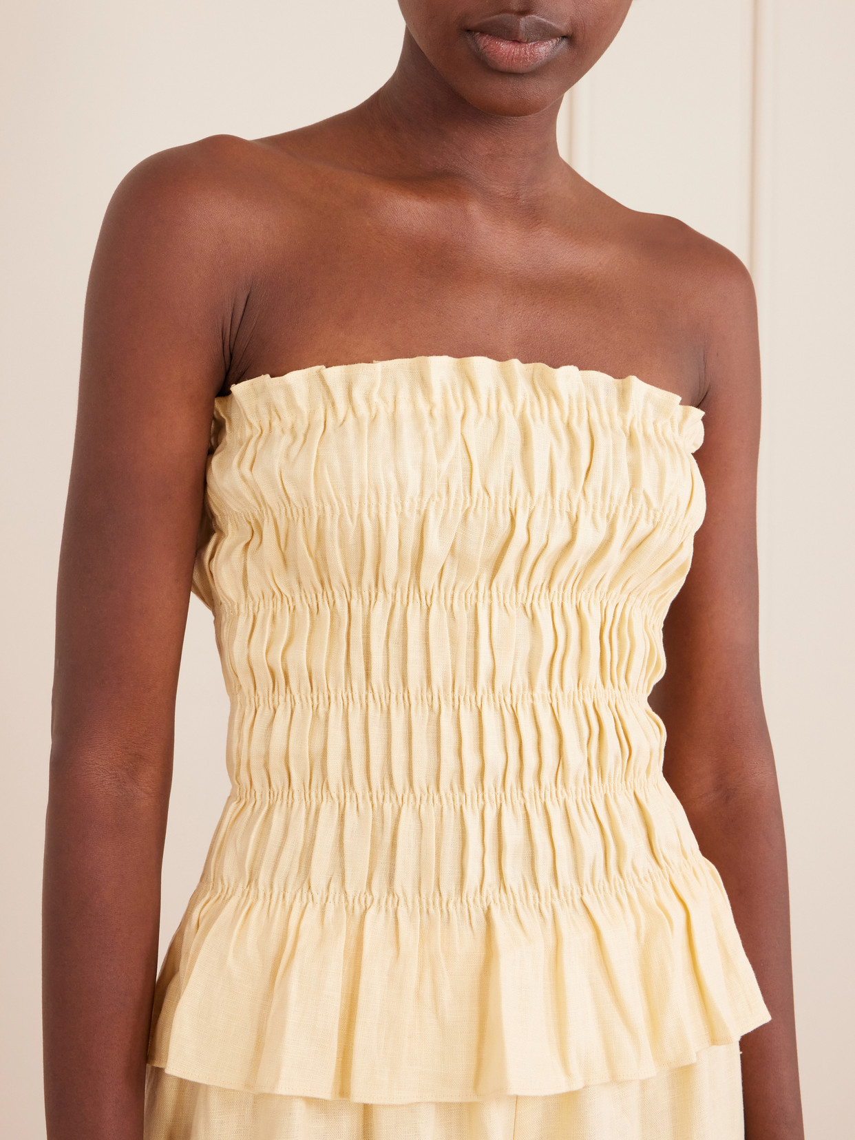 Tiera Strapless Shirred Top