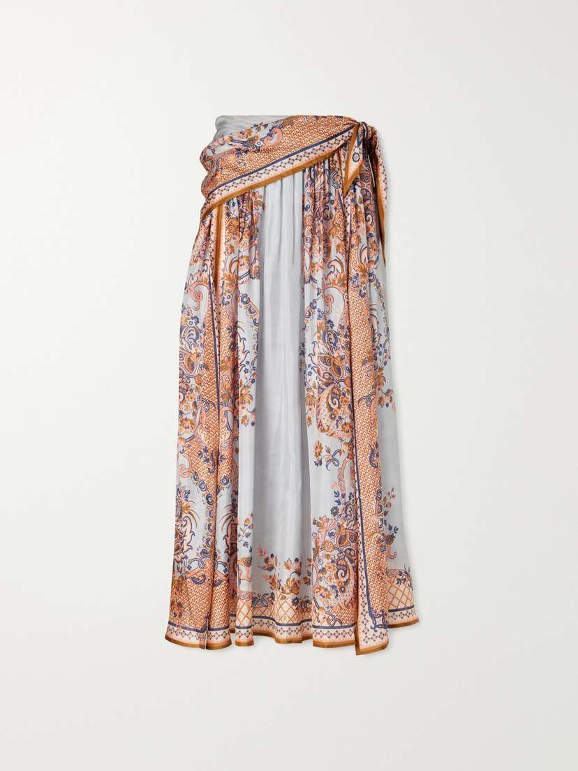 Zimmermann Aster Tie-detailed Printed Silk Midi Skirt | Thumbnail 5