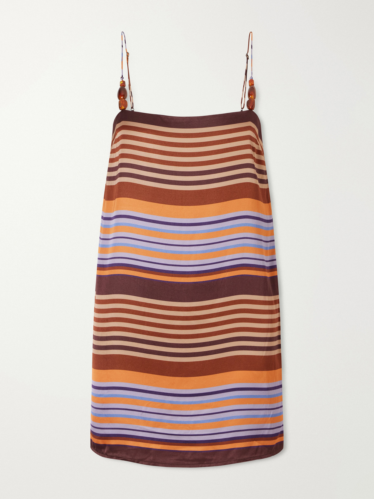 Faithfull Estrella Embellished Striped Crepe Mini Dress In Multi