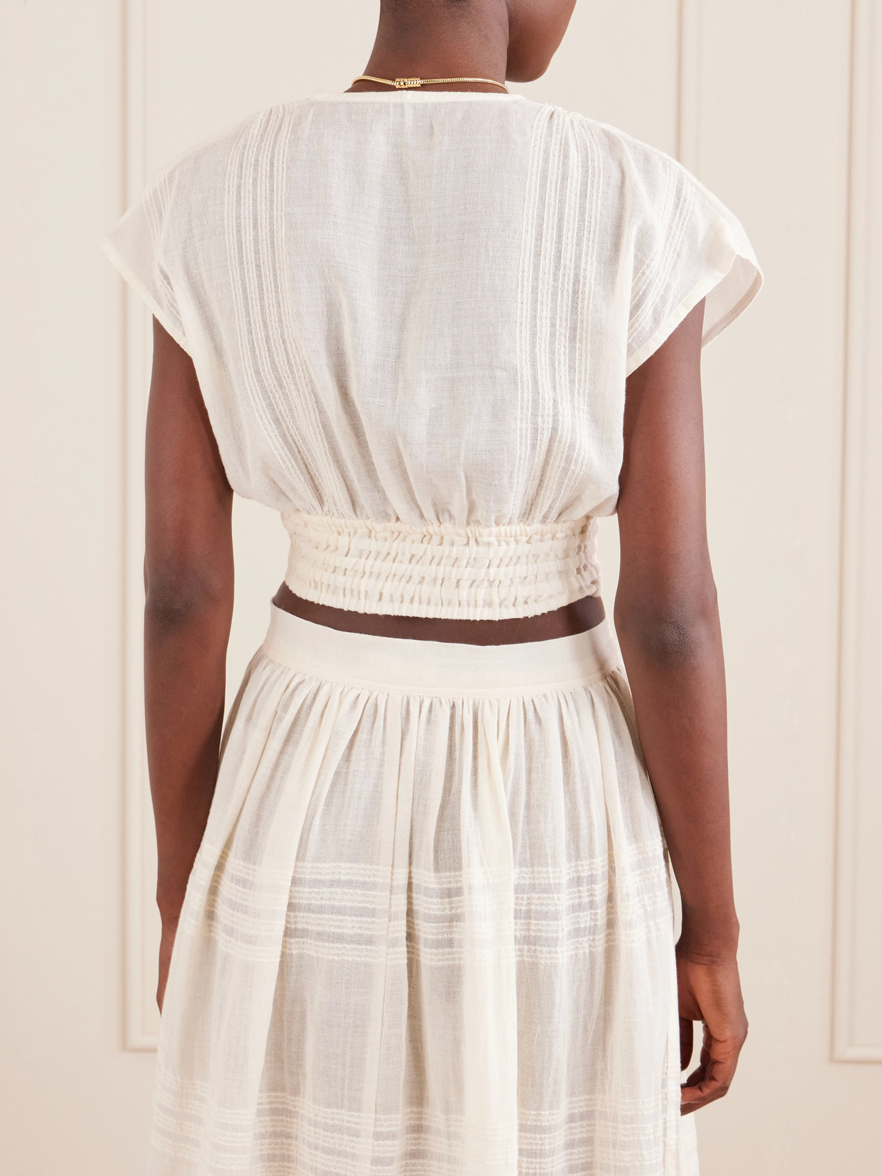 Alia Striped Cropped Cotton Top