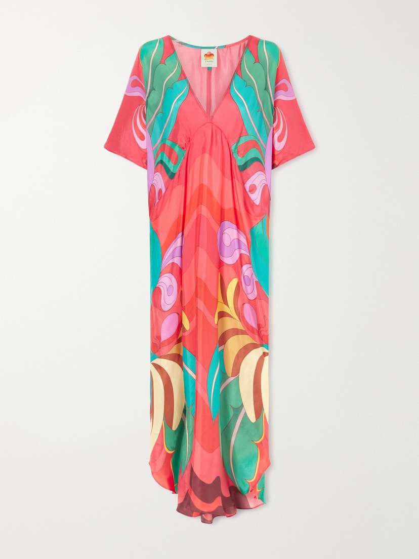 Farm Rio Printed Satin Coverup