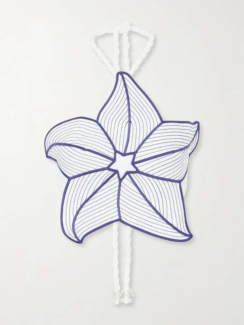 Farm Rio Coast Stars Linen-blend Halterneck Top