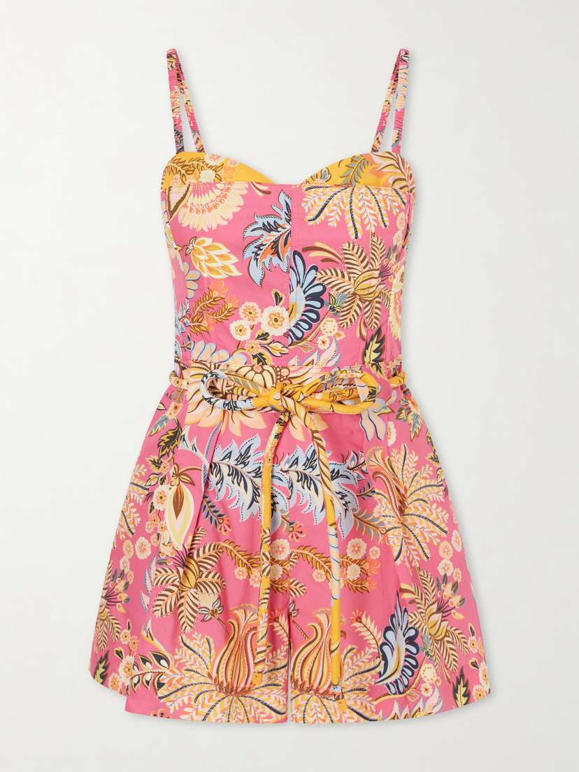 Farm Rio Ligia Floral-print Cotton Jumpsuit