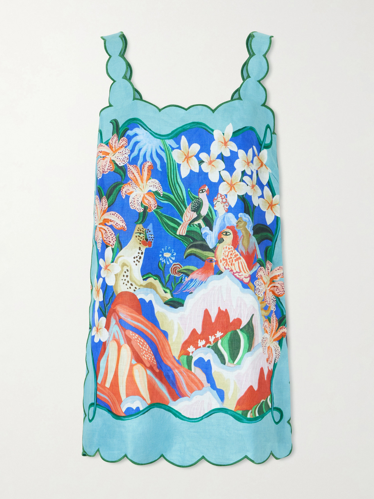Farm Rio - Garden Of Life Floral-print Linen Mini Dress - Multi