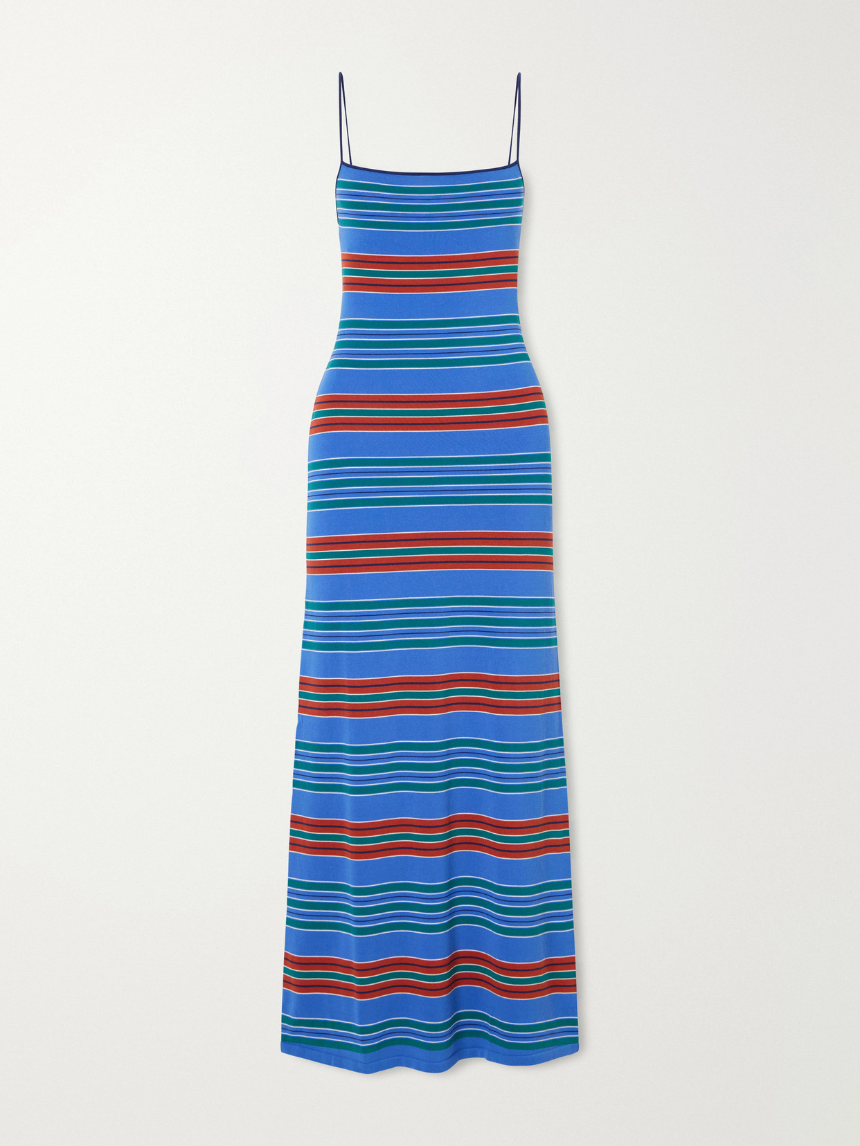 Faithfull Lucy Striped Cotton-blend Maxi Dress In Blue