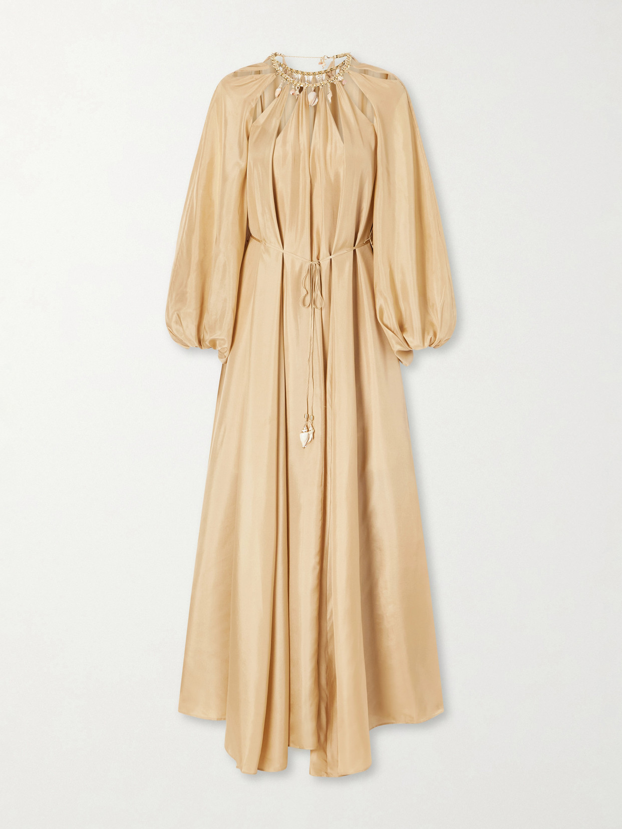 Zimmermann Mahon Embellished Silk Maxi Dress In Gold