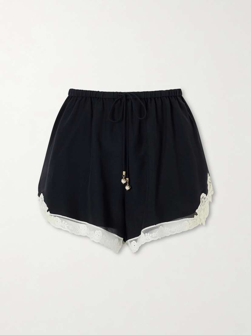 Zimmermann Roselight Lace-trimmed Cotton And Silk-blend Shorts