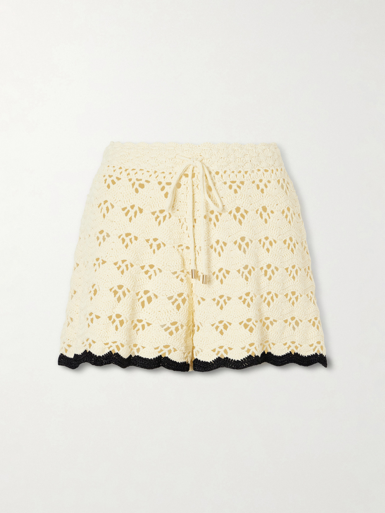 Zimmermann Aster Crochet Cotton Shorts In White