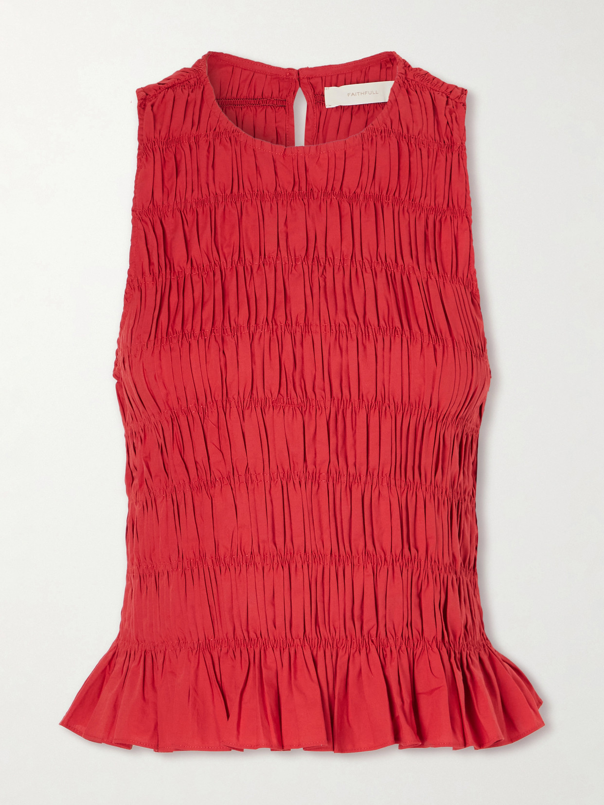 Faithfull Cales Shirred Cotton Top In Red