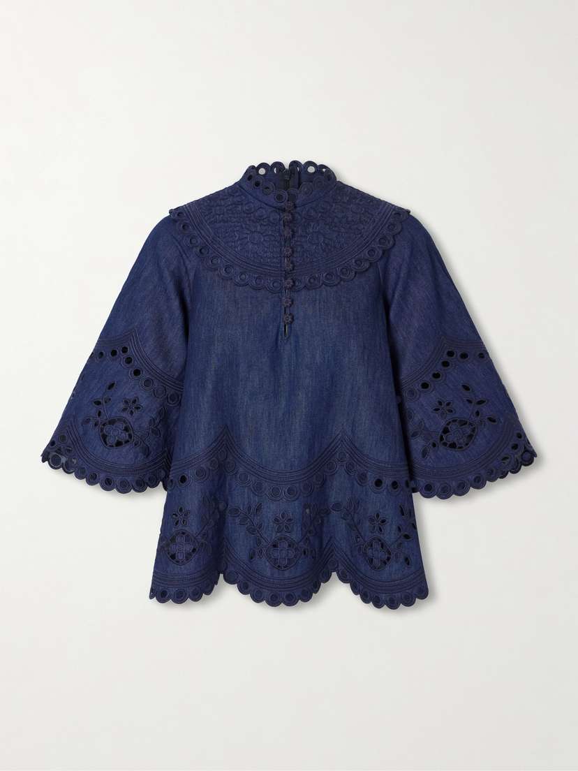 Zimmermann Mahon Broderie Anglaise Denim Shirt