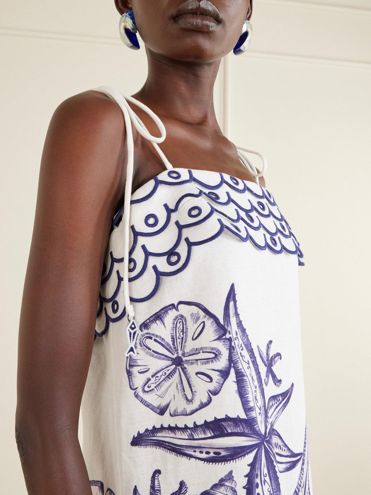 Farm Rio Coast Stars Off-white Mini Dress Coast Stars Off-white In Multi