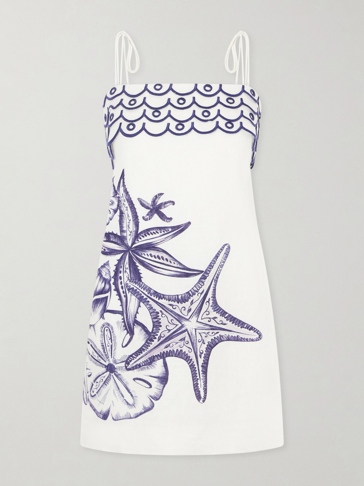 Farm Rio Coast Stars Off-white Mini Dress Coast Stars Off-white In Multi