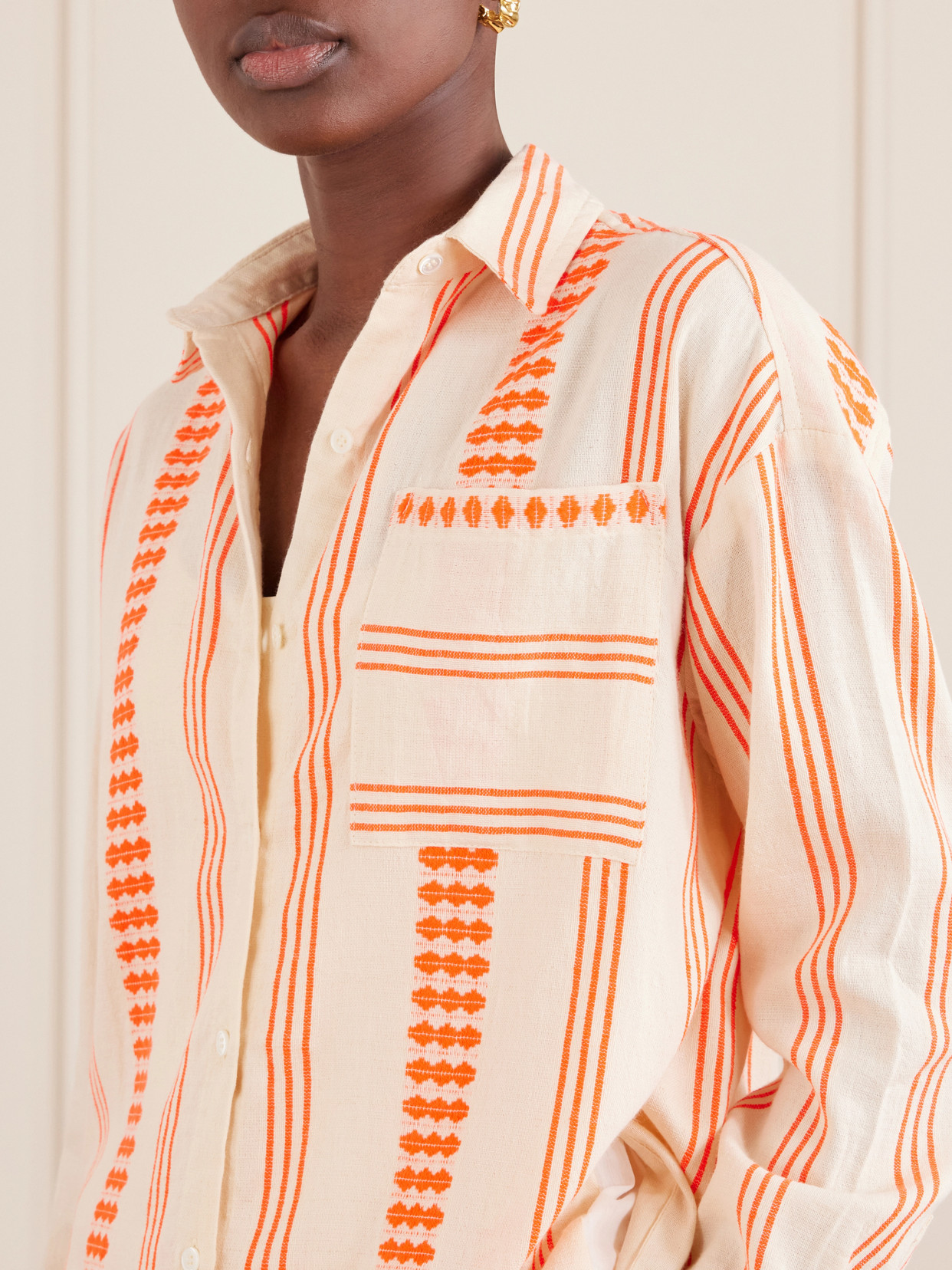 Mariam Asymmetric Striped Cotton-Blend Shirt