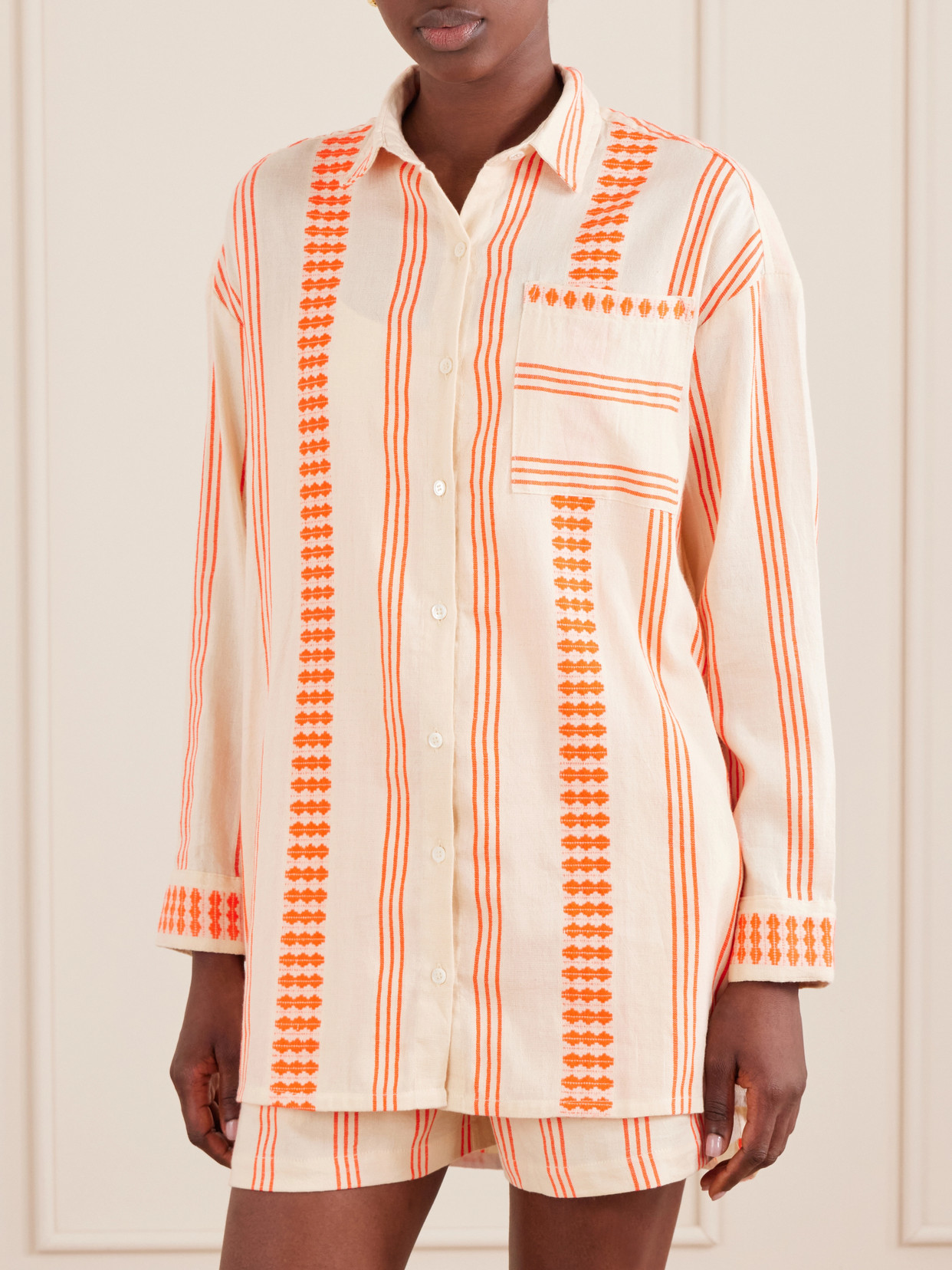Mariam Asymmetric Striped Cotton-Blend Shirt