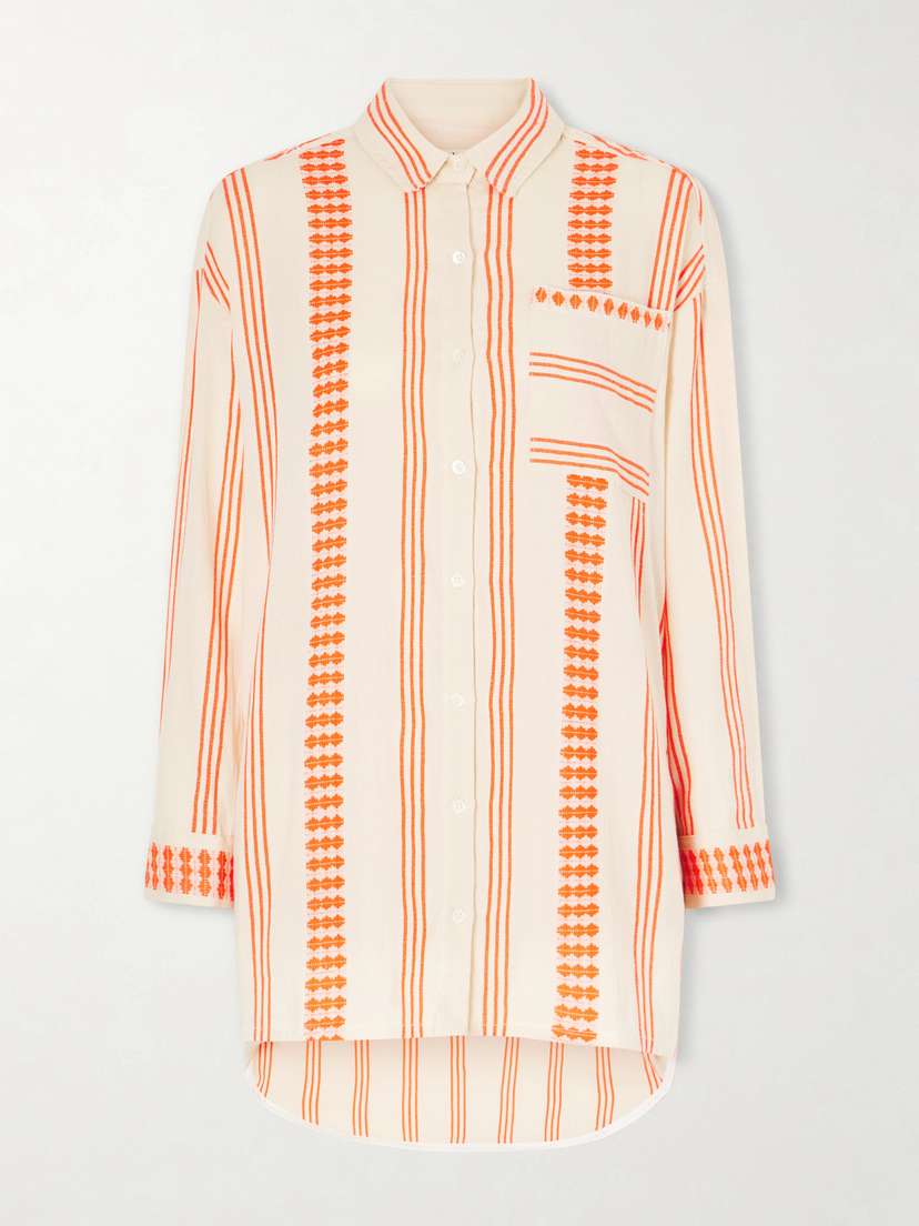 Lemlem Mariam Asymmetric Striped Cotton-blend Shirt | Thumbnail 6