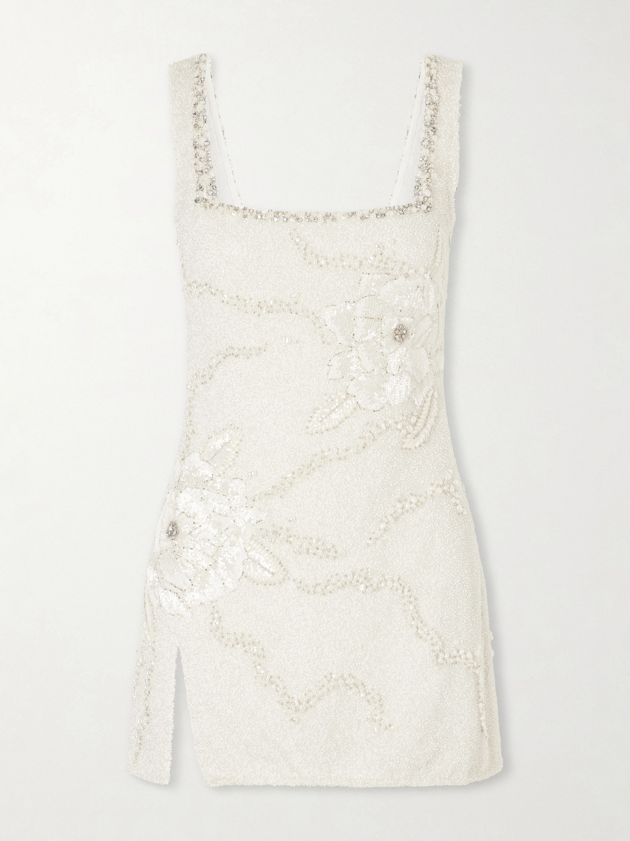 Clio Peppiatt Peony Embellished Tulle Mini Dress In White