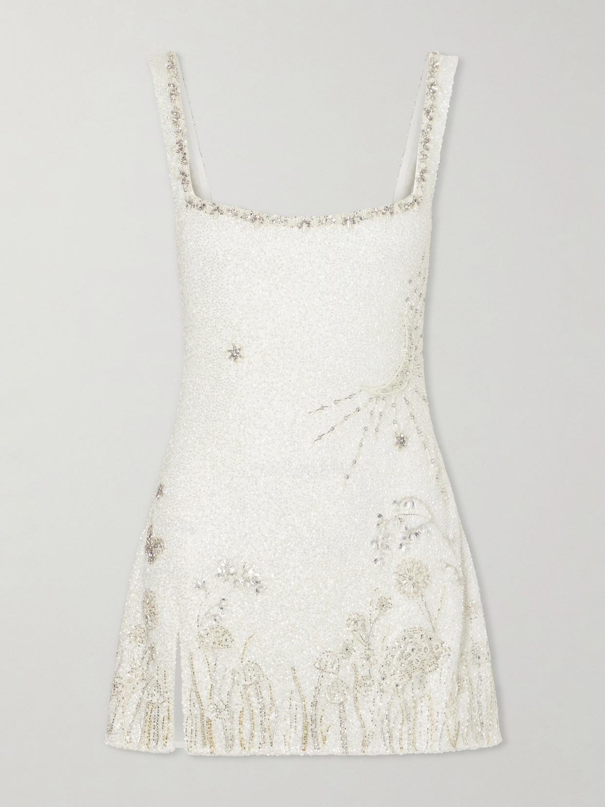 Clio Peppiatt Wildflower Crystal-embellished Satin Mini Dress In White