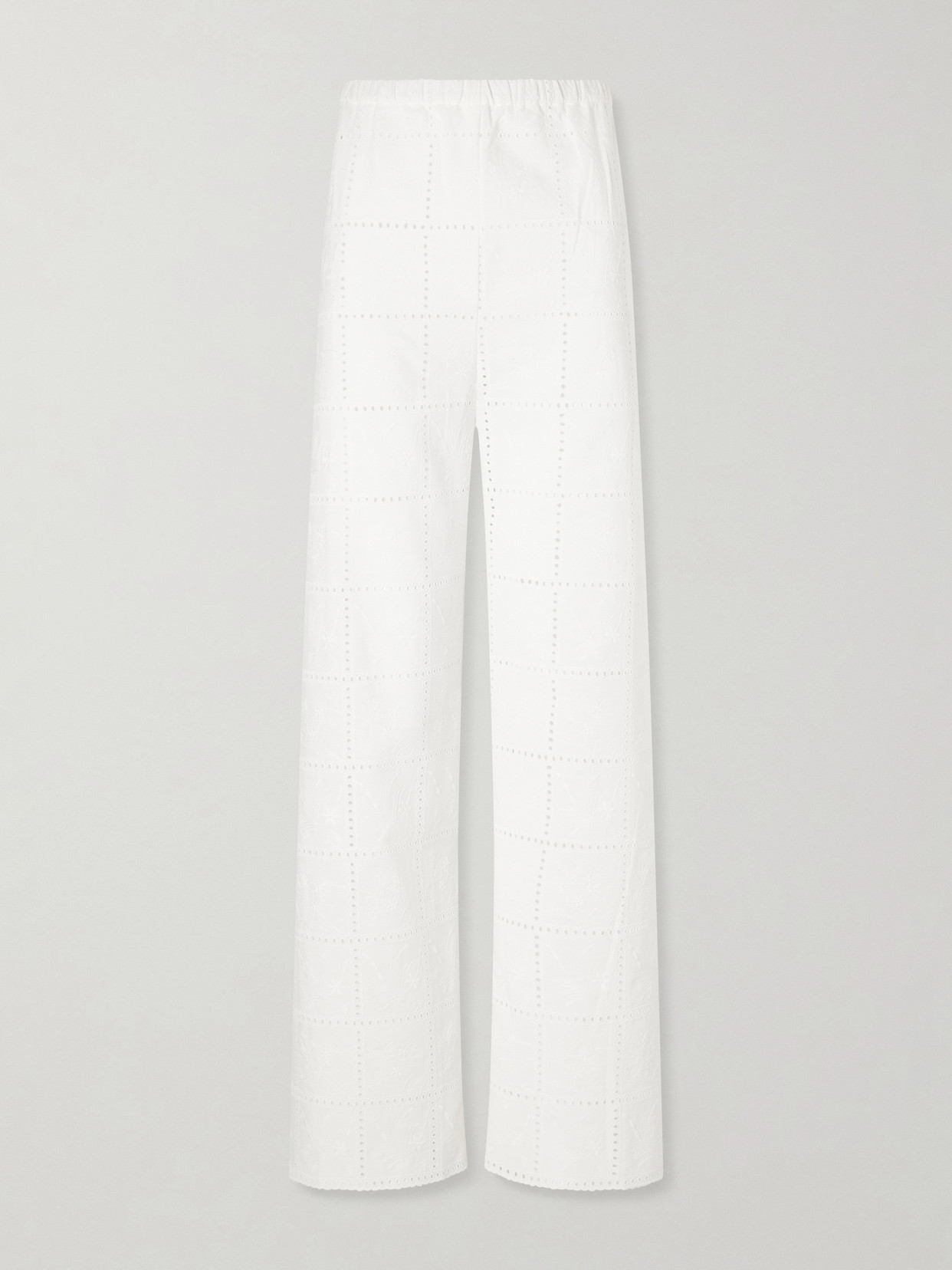 Faithfull Mora Broderie Anglaise Straight-leg Pants In White