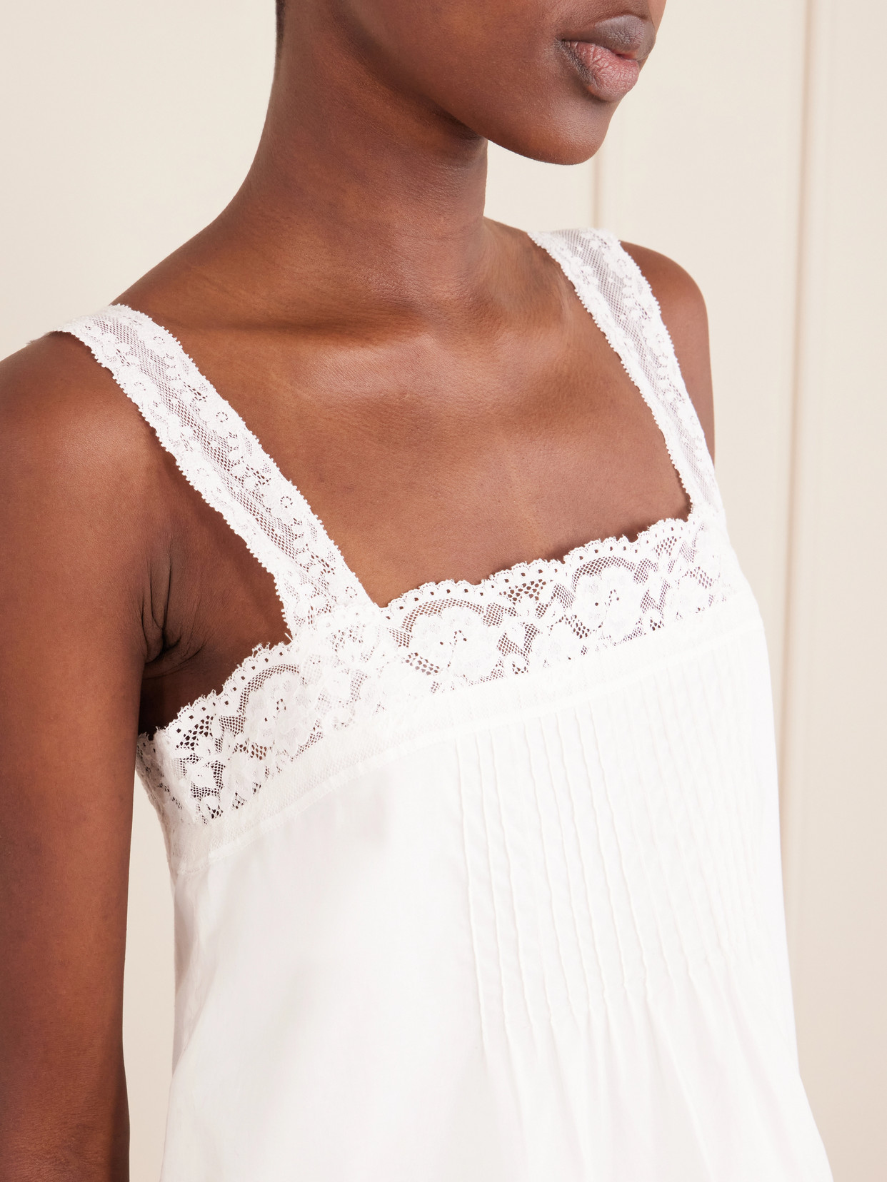 Cristina Lace-Trimmed Cotton Top