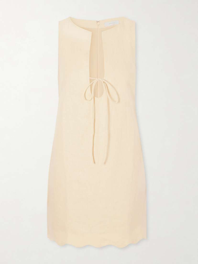 Faithfull Alondra Tie-detailed Scalloped Linen Mini Dress | Thumbnail 5 Faithfull Alondra Tie-detailed Scalloped Linen Mini Dress | Thumbnail 5