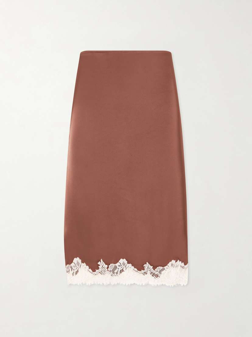 Faithfull Marisol Lace-trimmed Satin Midi Skirt | Thumbnail 6