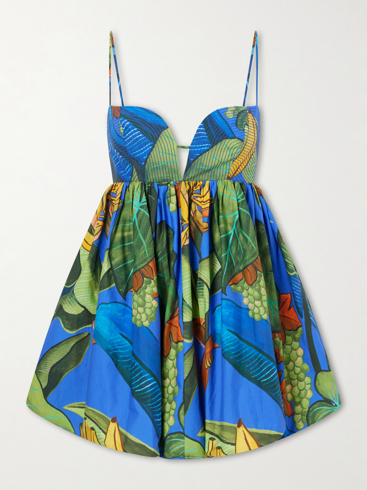 Farm Rio Banana Grapes Blue Sleeveless Mini Dress Banana Grapes Blue