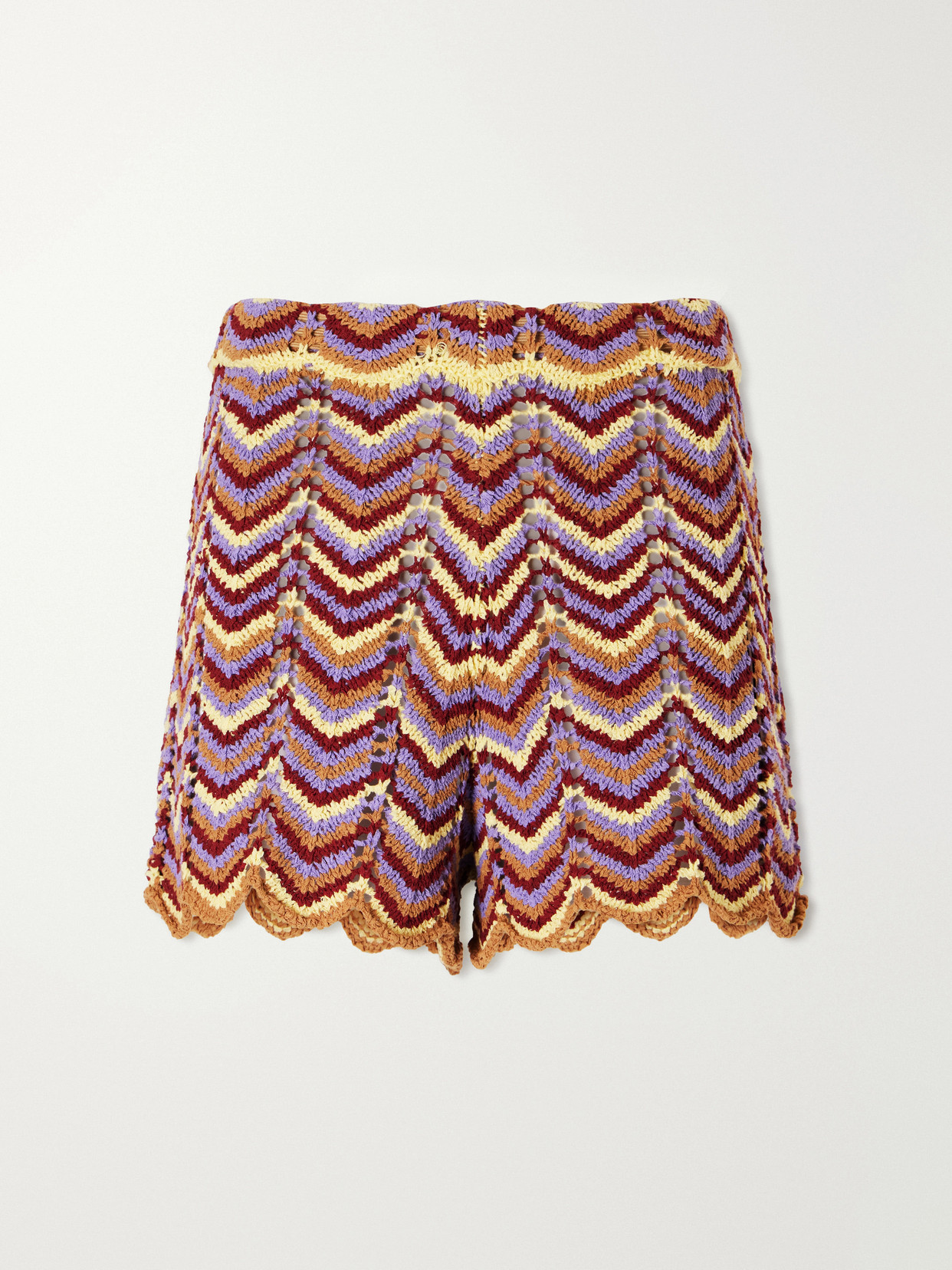 Faithfull Luis Crocheted Cotton-blend Shorts In Purple