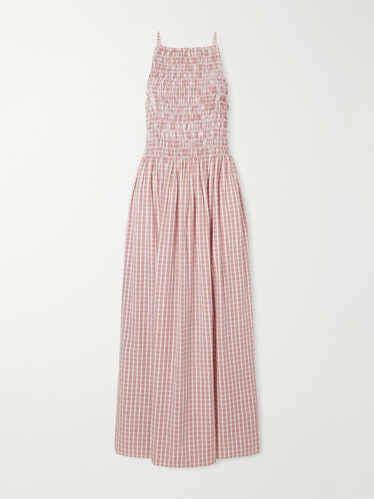 Faithfull Laia Checked Cotton Maxi Dress In Red