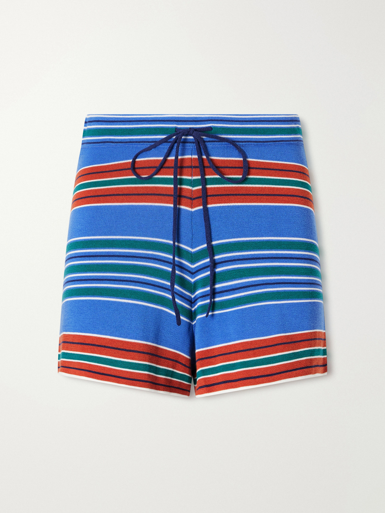 Faithfull Carlo Striped Jersey Shorts In Blue