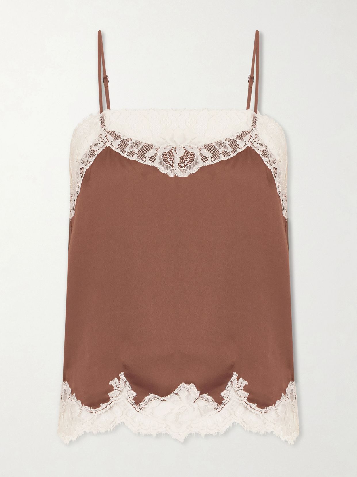 marisol lace trimmed satin tank
