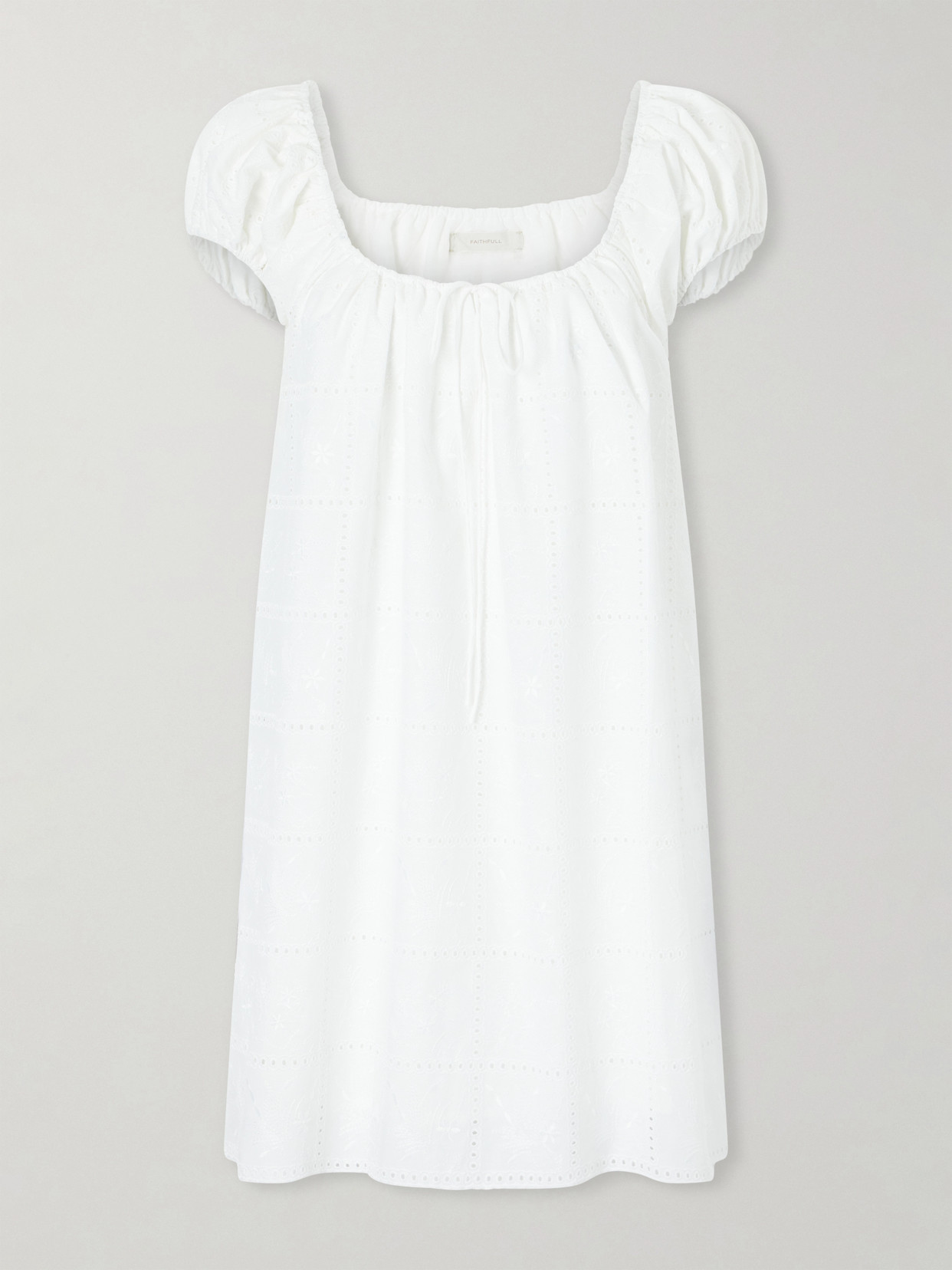 Faithfull Serafina Broderie Anglaise Mini Dress In White