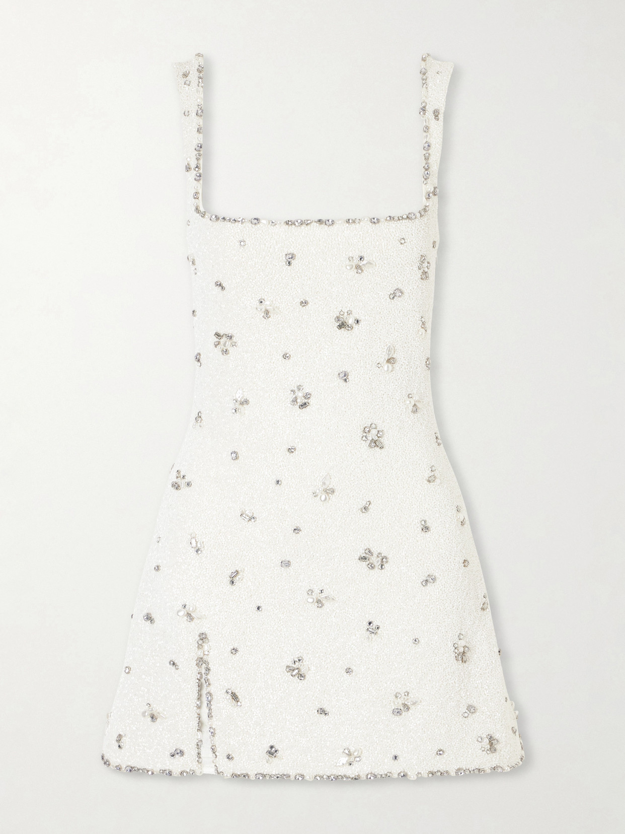 Clio Peppiatt Diamond Embellished Tulle Mini Dress In Neutral