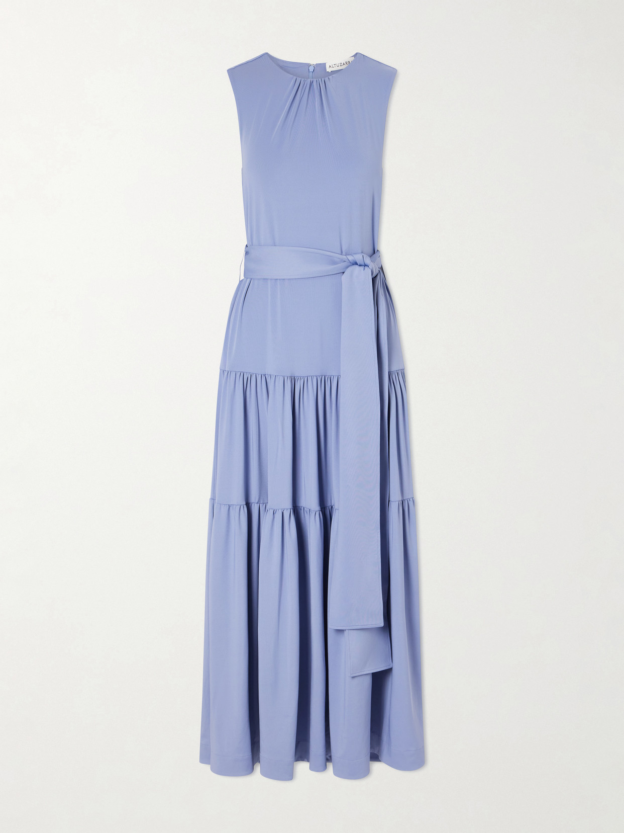 Altuzarra - Liza Belted Tiered Gathered Jersey Maxi Dress - Blue
