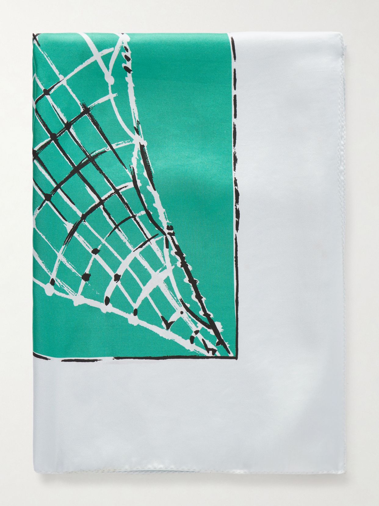 fishnet printed silk twill scarf