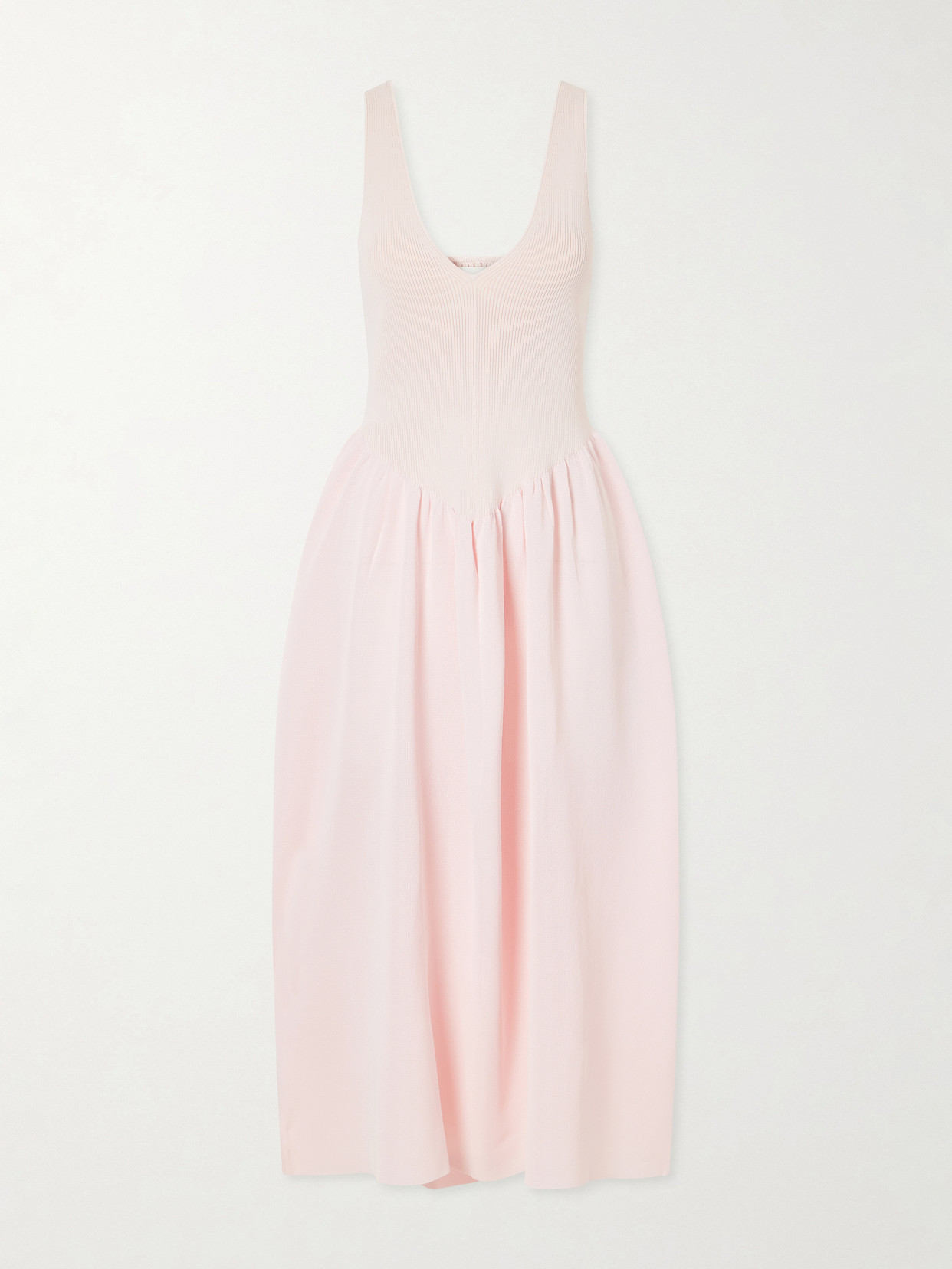 Altuzarra Lollie Ribbed And Woven Midi Dress In Pink