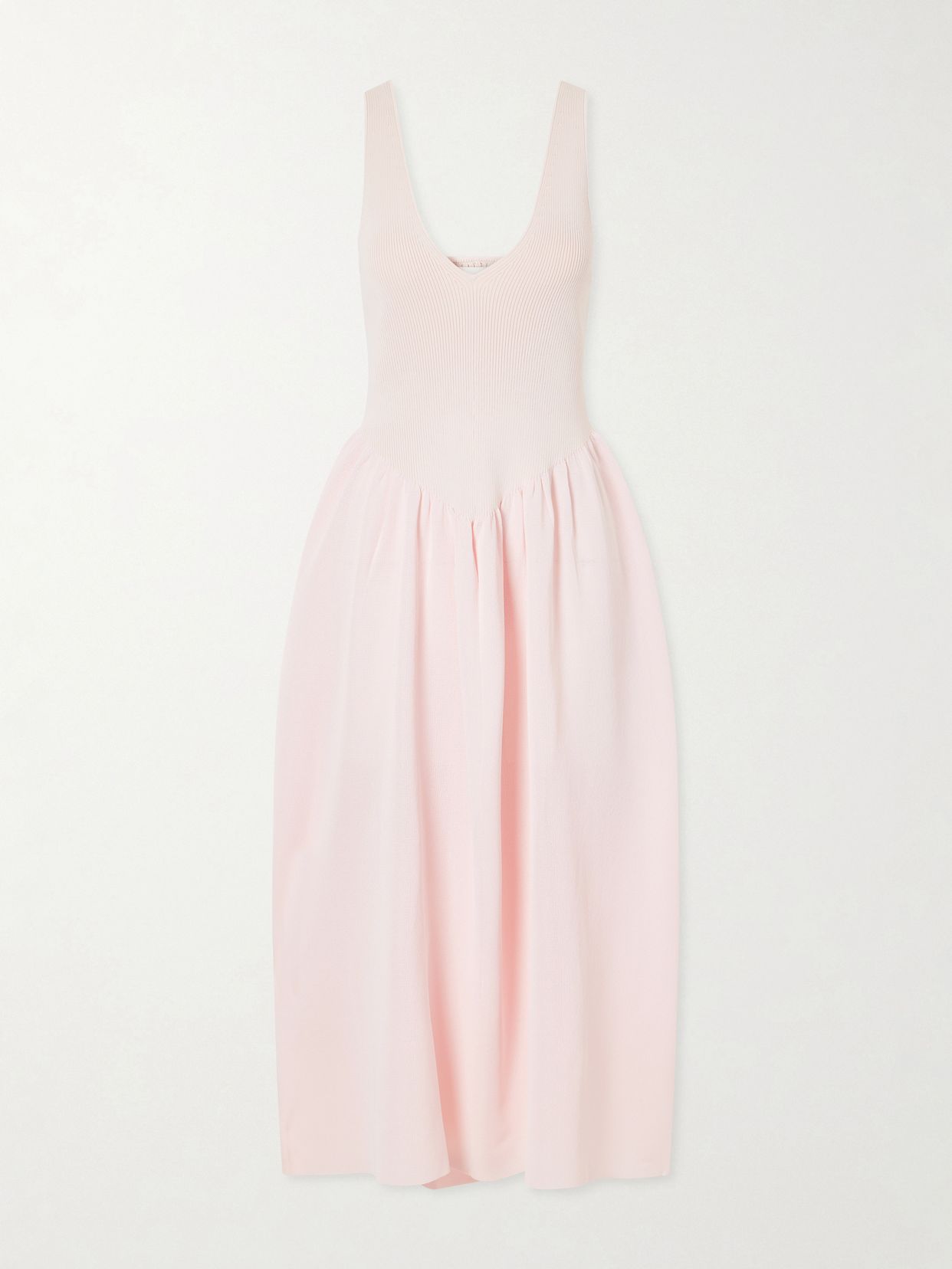 lollie ribbed and woven midi dress