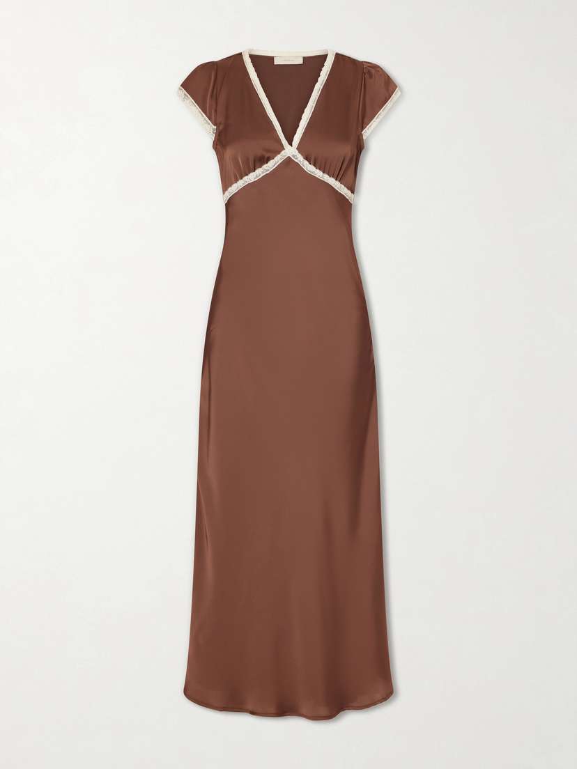 Faithfull Elvira Lace-trimmed Satin Midi Dress | Thumbnail 5
